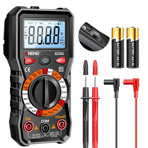 Miniatura 9 de ANENG Multímetro digital con estuche, voltímetro AC DC, medidor de voltios, amperios y ohmios, mide voltaje, corriente, resistencia, continuidad