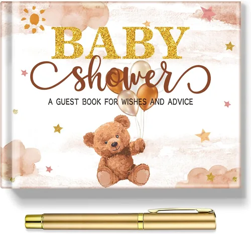 Miniatura 24 de Fuyoooo 27 piezas de libro de invitados para baby shower de safari en la jungla con tarjeta de lugar floral y sello de inicio de sesión para baby