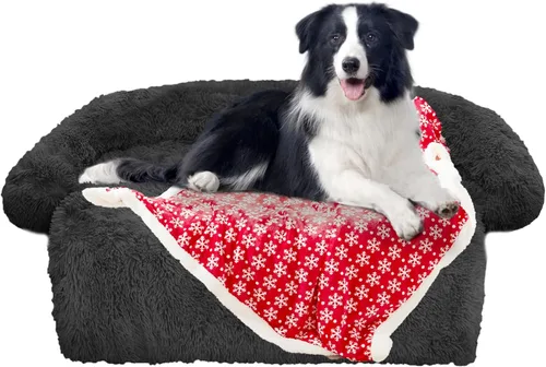 Miniatura 38 de Cama calmante para perro, tapete de felpa esponjoso para perros con protector de muebles con funda extraíble lavable para perros y gatos grandes