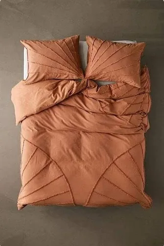Miniatura 2 de Juego de funda de edredón de 3 piezas, juego de funda de edredón de algodón copetudo, color terracota, ropa de cama bohemia de lujo, funda