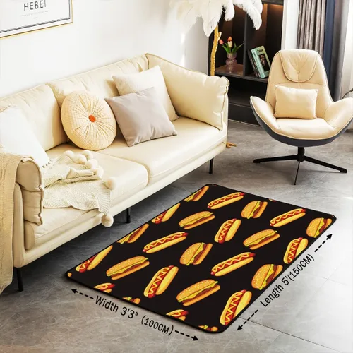 Miniatura 3 de jejeloiu Hamburger - Alfombra decorativa de 3 x 5 pies, diseño de caricaturas, juego de alfombrillas ultra gruesas y suaves