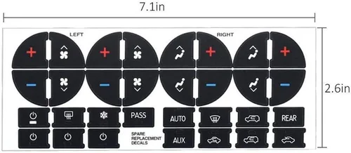Miniatura 3 de AC Dash Accents - Kit de reparación de calcomanías de botón para fijar botones de control de aire acondicionado desteñidos arruinados – Repuesto