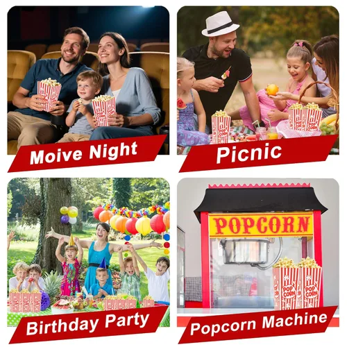 Miniatura 4 de Homrelaxy 125 cajas de palomitas de maíz, recipientes de palomitas de gran capacidad para máquina de maíz pop, noche de película, cine, carnaval