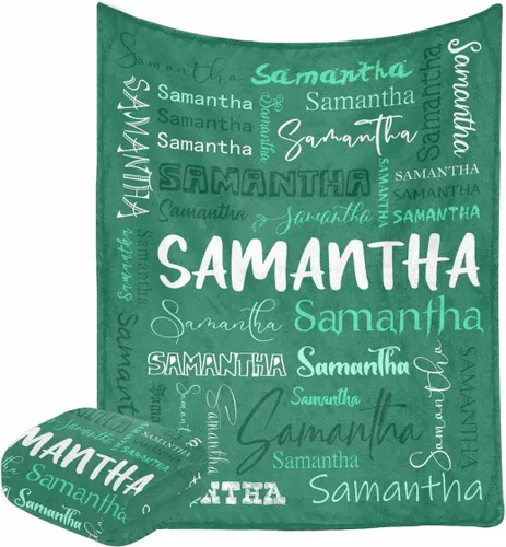Miniatura 25 de Manta personalizada con nombre con fuente diferente y colorida para niños, mujeres y hombres, divertida decoración personalizada para el hogar, cama