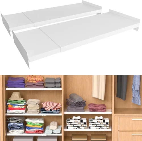 Miniatura 5 de Slideep Estantes de almacenamiento ajustables para armario con adhesivo sin costuras, sistema organizador de estantes de armario expandibles