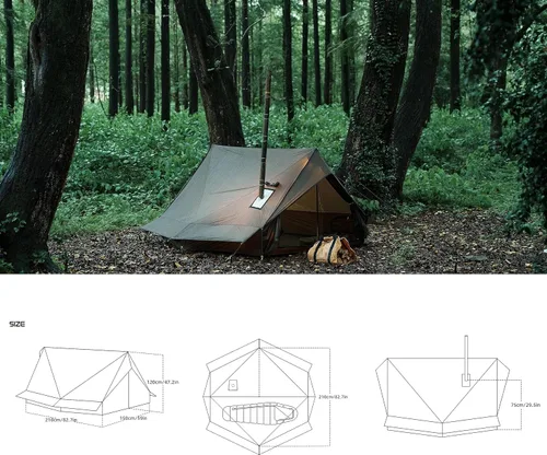 Miniatura 3 de Hot Tent with Stove Jack – 4 Season Waterproof & Windproof Shelter for 1–6 People, Lightweight for Camping, Hiking, Hunting & Fishing