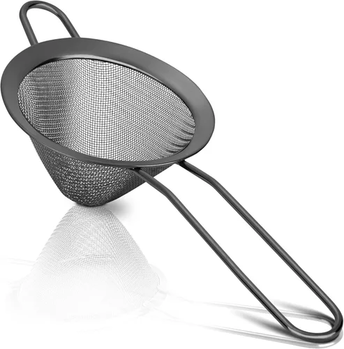 Rainspire Colador pequeño de acero inoxidable de malla fina, mini colador de cóctel para cócteles, hierbas de té, café y bebidas, colador de té con