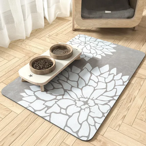 MontVoo-Tapete de alimentación de mascotas-Tapete absorbente de comida floral para gatos y perros-Tapete para comida y agua-Sin marca de agua tapete