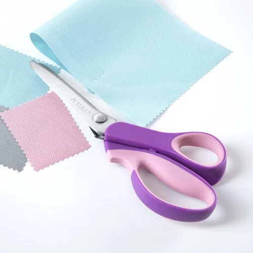 Miniatura 9 de Tijeras de pintar de 9.25 pulgadas, tijeras afiladas de acero inoxidable en zigzag para tela, papel y cuero, agarre cómodo, mango profesional