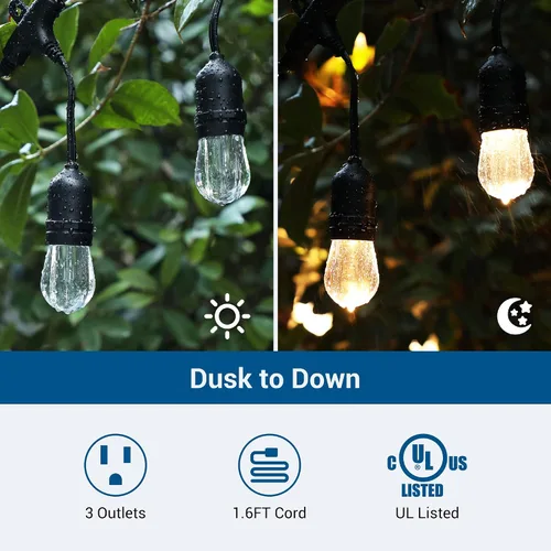 Miniatura 2 de DEWENWILS Temporizador de luz para exteriores resistente a la intemperie con cable de extensión de 2 pies, interruptor temporizador de fotocélula