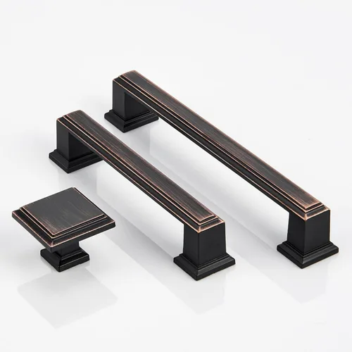 Miniatura 4 de Tiradores largos para gabinete, paquete de 10 unidades, 5 pulgadas, manijas de gabinete de bronce aceitado, estilo rústico para tiradores de cajones