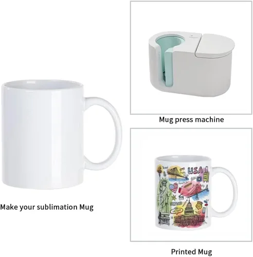 Miniatura 4 de PYD Life Tazas de sublimación en blanco de 11 onzas, tazas de café a granel, tazas de fotos de cerámica blanca al por mayor para Cricut Mug Press