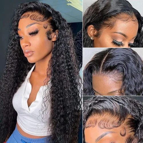 Miniatura 7 de Wingirl - Pelucas de cabello humano con malla frontal transparente HD de 13 x 4, densidad del 180 %, pre-sacado con pelo de bebé, sin pegamento, 13