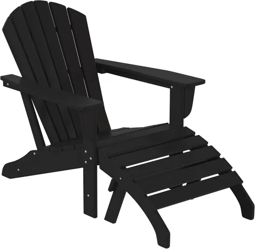 Miniatura 2 de WestinTrends Dylan - Silla Adirondack para exteriores con otomana, juego de 2 piezas, color negro