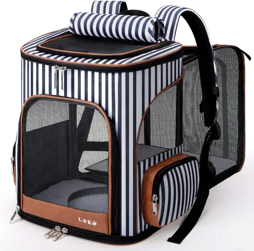Miniatura 13 de Lekereise Mochila para Gatos Expandible Transportador de Mascotas Mochila para Gatos y Perros Pequeños, Mochila Transportador de Perros Plegable