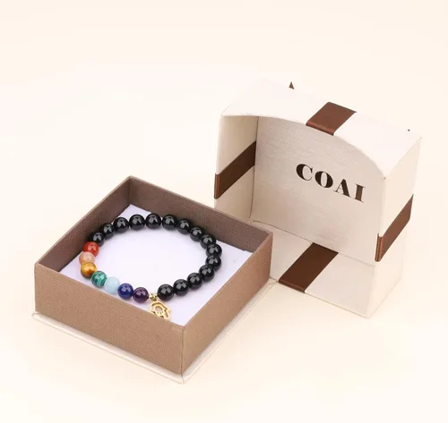 Miniatura 7 de COAI Pulsera de piedra de turmalina negra con 7 chakras