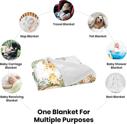 Miniatura 7 de Manta de bebé personalizada de animales de la selva con nombre, manta de bebé personalizada para niños y niñas, aventura espera cosas, manta