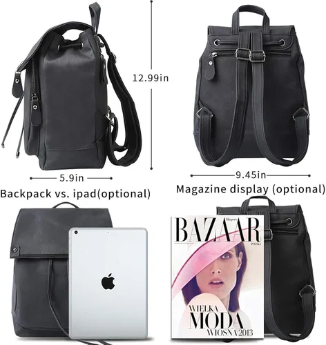 Miniatura 4 de Mochila para mujer, impermeable, antirrobo, ligera, de cuero PU y nailon, morral de viaje para mujer