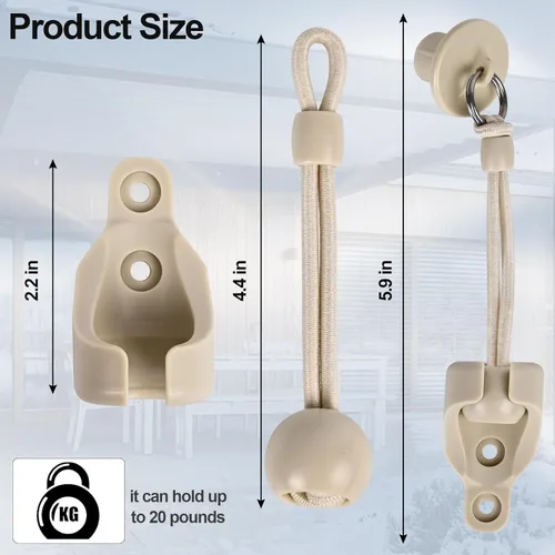 Miniatura 4 de Paquete de 5 tapas universales con anillo de tracción, piezas de repuesto para persianas enrollables para exteriores e interiores (beige)