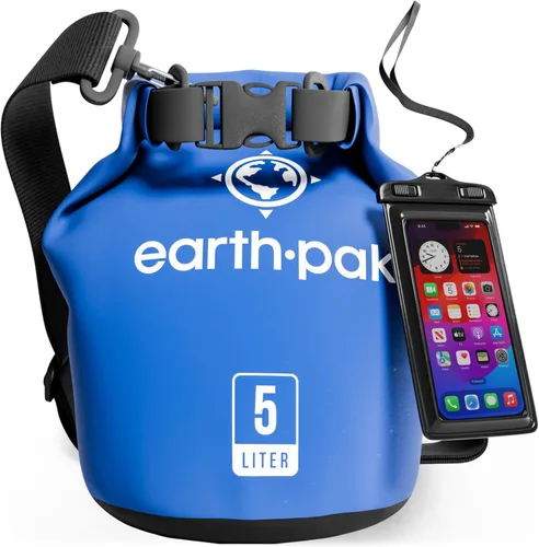 Earth Pak Bolsa Seca Impermeable - Mochila Impermeable de Cierre Enrollable Superior Mantiene el Equipo Seco para Kayak con Funda Impermeable para