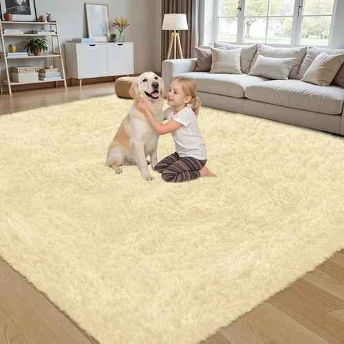 Miniatura 18 de Alfombra de Área 8x10 para Sala de Estar: Alfombras Shag Gris Claro Ultra Suaves y Esponjosas, Alfombra Grande Difusa de Felpa