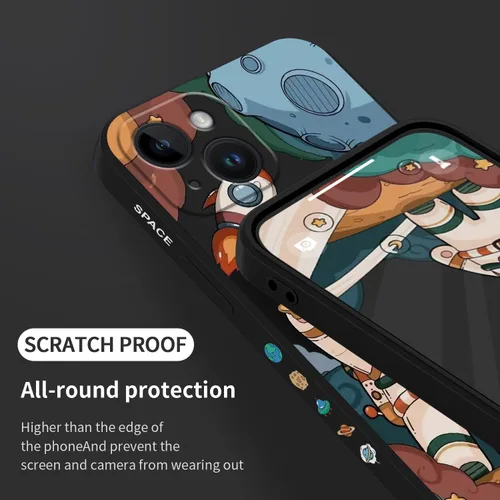 Miniatura 7 de LEECG Funda para iPhone 14 con Patrón de Flores de Mariposa de Astronauta, Forro de Microfibra Suave Anti-Rayones en el Interior, Cubierta