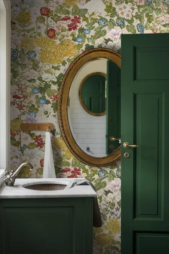 Miniatura 7 de Papel tapiz floral para despegar y pegar, papel de pared bohemio, extraíble, impermeable, verde/amarillo/azul, papel de contacto para dormitorio