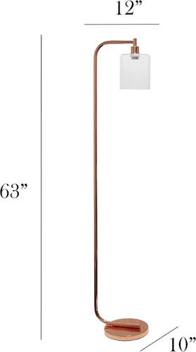 Miniatura 3 de Simple Designs LF1036-RGD Lámpara de pie de linterna de hierro industrial de estilo antiguo con pantalla de vidrio, oro rosa