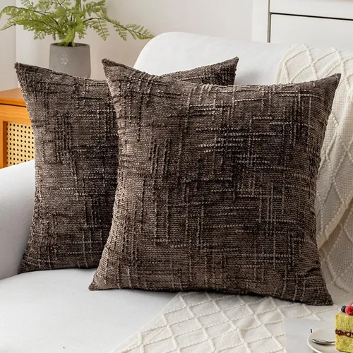 Miniatura 17 de Fundas de almohada decorativas de 18 x 18 pulgadas, juego de 4, suaves, sólidas, de estilo granja, fundas de almohada de chenilla para sofá, fundas