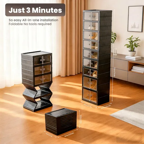 Miniatura 2 de Organizador de Zapatos Plegable Caja de Almacenamiento, Estante de Zapatos Plegable Portátil Extra Grande para Closet, Caja de Almacenamiento