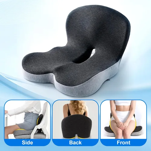 Miniatura 3 de Cojín de espuma viscoelástica para silla de oficina, cojines de asiento integrados en forma de L, cojín de asiento de silla para protección de coxis