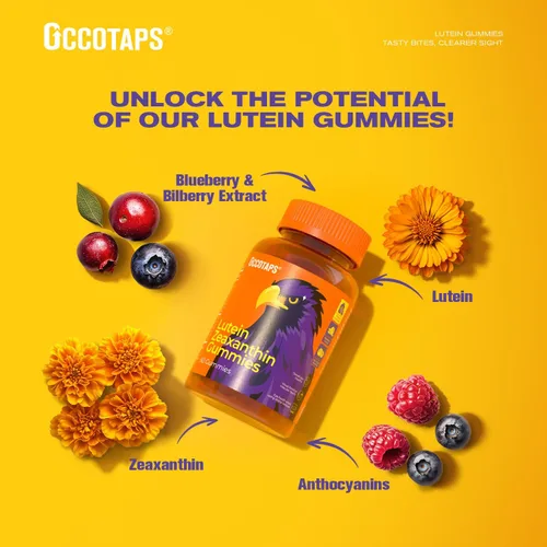 Miniatura 3 de Gomitas de vitaminas oculares de luteína y zeaxantina para la salud diaria de los ojos, 20 mg de luteína, sin azúcar, gomita de alta potencia