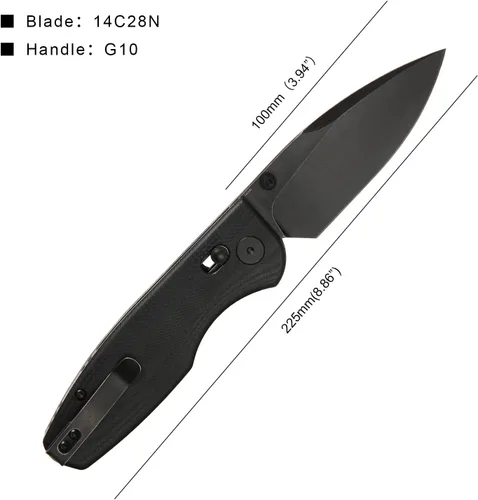 Miniatura 2 de CMBMADEKNIVES CMB Predator CMB-08 con mango G10, hoja de acero 14C28N, cuchillo táctico plegable de bolsillo para supervivencia, camping