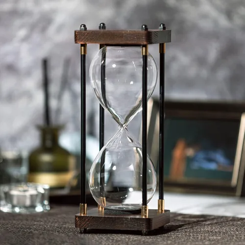 Miniatura 6 de Reloj de Arena Grande de 60 Minutos, Temporizador de Arena de Madera Decorativo con Arena Negra, Reloj de Arena de 1 Hora Negro arena