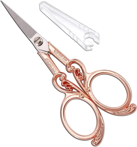 YOUGUOM Tijeras de bordado, tijeras de costura de precisión pequeña, tijeras de detalle de punta afilada para manualidades, costura, corte de Oro