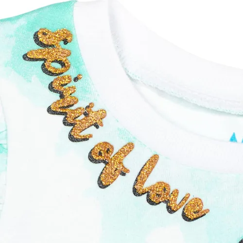 Miniatura 5 de Disney Frozen Moana Princess Tiana - Conjunto de camiseta con peplum floral y pantalones cortos de felpa francesa para niños pequeños a grandes