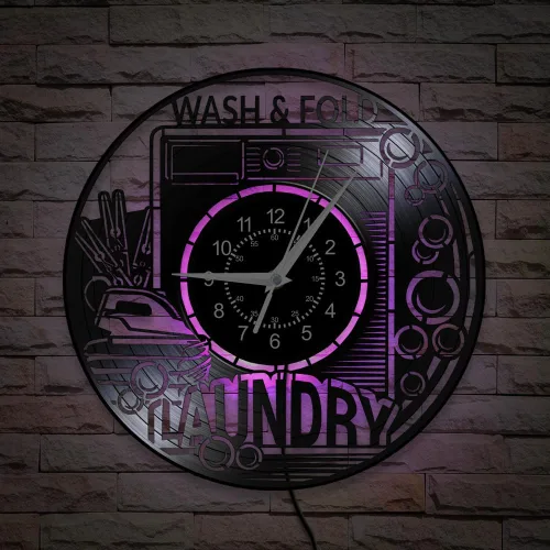 Miniatura 10 de Reloj de pared de 12 pulgadas para lavadero, silencioso, sin tictac, reloj de pared de cuarzo para lavadora, funciona con pilas, moderno reloj