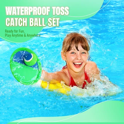 Miniatura 5 de Juego de pelota para lanzar y atrapar, ideal para playa, piscina y patio al aire libre, juguete para niños pequeños y niños de 4, 5, 6, 7, 8+, Verde