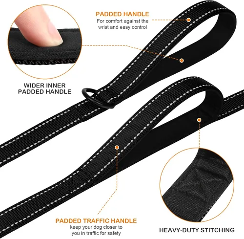 Miniatura 2 de Joytale - Correa resistente para perros grandes que tiran, doble asa para control de tráfico, correas reflectantes de doble cara para perros grandes