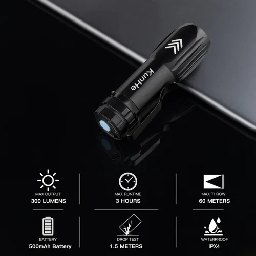 Miniatura 3 de KunHe Paquete de 5 Mini Linternas Recargables a Granel USB-C Pequeñas Linternas de Alto Lúmen con Clip Portátil de Bolsillo para EDC, Uso Doméstico