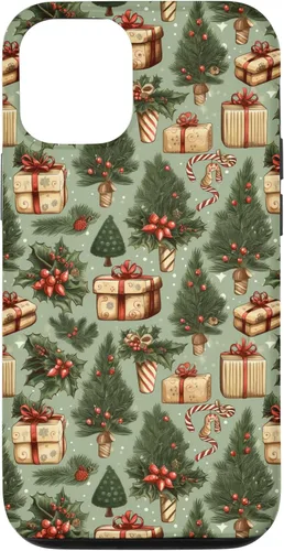 Miniatura 28 de Vintage Christmas Theme Holiday Trees, Presents, Teal, Bows Case for iPhone 17