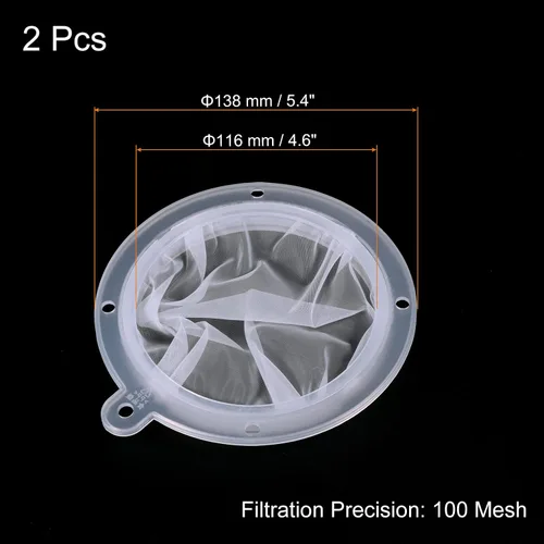 Miniatura 2 de PATIKIL Filtro de alimentos de 5.4 pulgadas de diámetro exterior, paquete de 2 filtros de malla de 100 filtros de malla fina para jugo, café