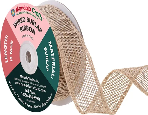 Miniatura 97 de Mandala Crafts Cinta de arpillera verde con alambre para corona, cinta de arpillera con alambre verde rústico de yute natural, 1 pulgada de ancho
