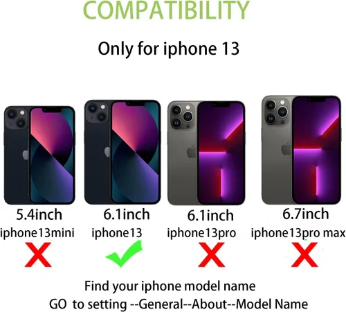 Miniatura 2 de Cavor para iPhone 13 Funda con Tarjetero iPhone 13 Funda Tipo Cartera, para iPhone 13 Funda para Hombres Mujeres, Fundas para iPhone 13 Funda