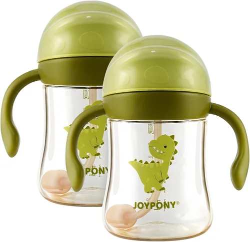 Miniatura 8 de Joypony Vasos para sorber para niños pequeños de 1 a 3 años, vaso con popote con peso a prueba de derrames con asa para bebés de 6 meses en Rosa/1