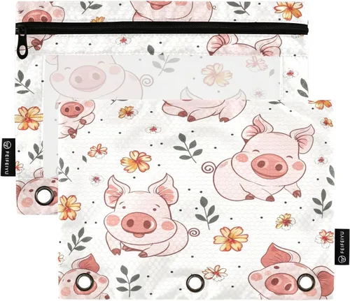 Miniatura 10 de Linda bolsa de lápices de bailarina para carpeta de 3 anillos, 2 bolsas para lápices con cremallera, estuche transparente con cremallera para Ballet