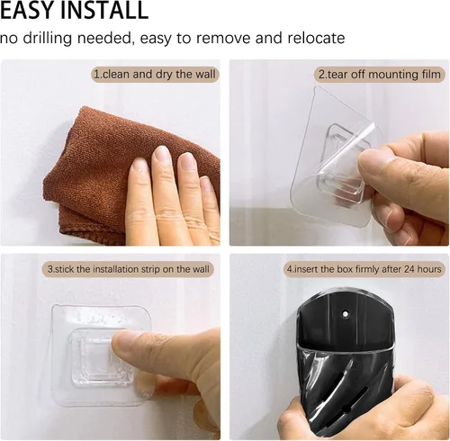 Miniatura 7 de Soporte de pared con control remoto, 6 unidades, elegante organizador remoto de plástico ABS, caja de almacenamiento para ventilador de TV, control