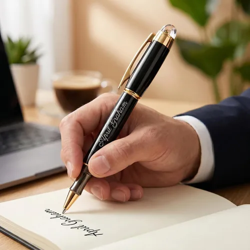 Miniatura 2 de Ancolo Bolígrafos de rodillo personalizados, juego de escritura suave de lujo con punta de cristal, tinta negra, personalizada con tu nombre