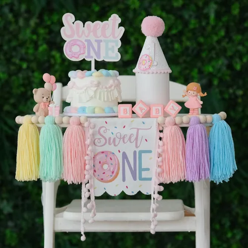 Miniatura 21 de Banner de Silla Alta con Margaritas Bohemias Primer Cumpleaños Niña Para Decoraciones de Primera Fiesta Conjunto Con Adorno de Pastel Hecho a Mano