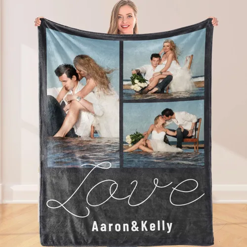 Miniatura 3 de Manta personalizada con texto fotográfico, regalo conmemorativo, collage de 10 fotos, mantas personalizadas hechas en Estados Unidos